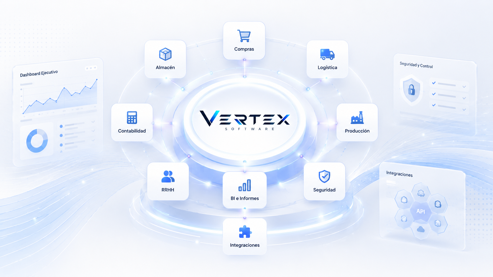 Vertex Software ERP — panel principal de la plataforma